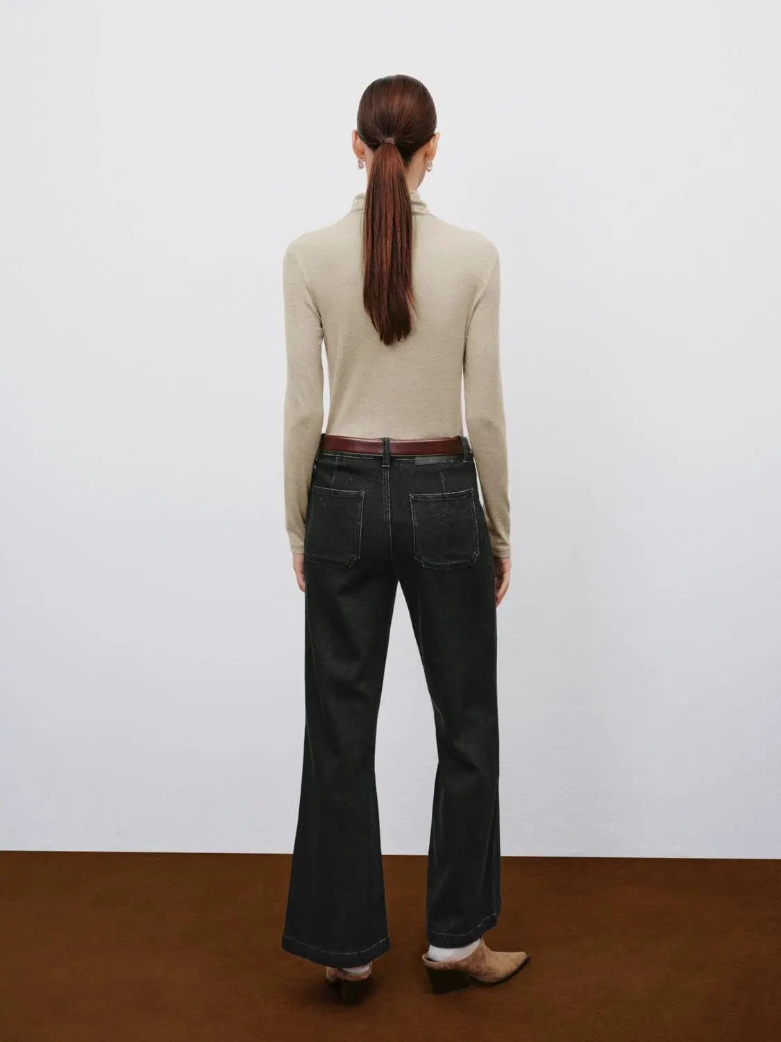 Thin Slim Mock Neck Long Sleeve T-Shirt