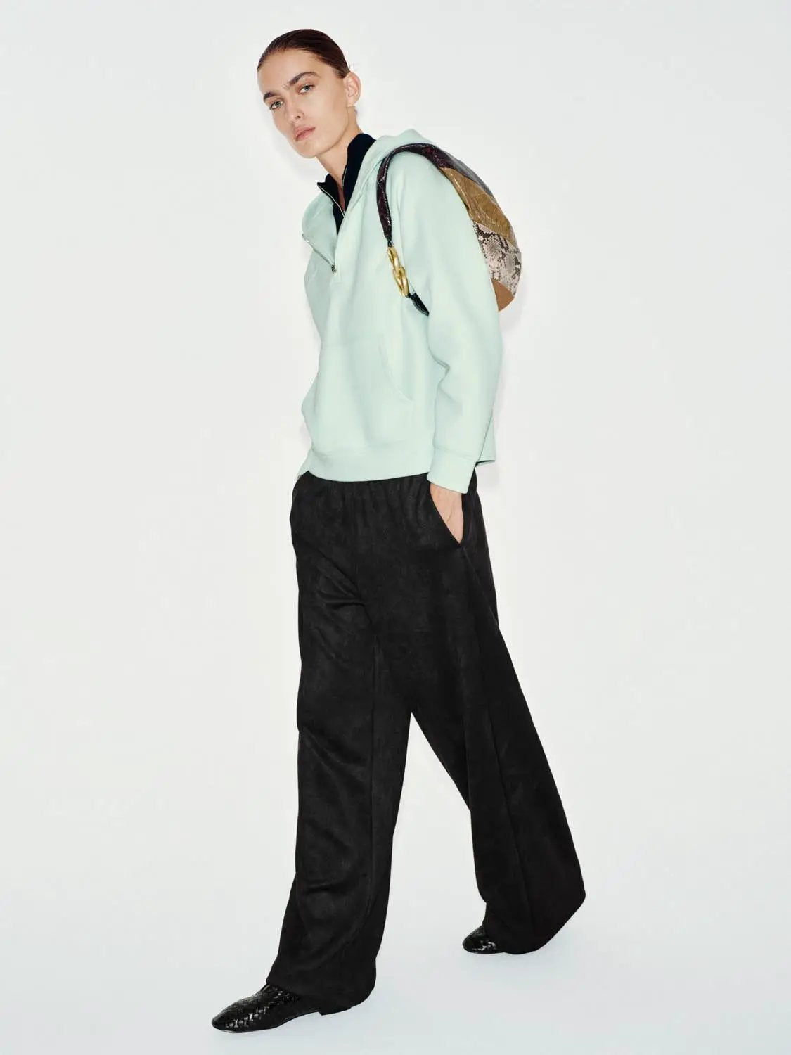 Cotton Blend Half-zip Raglan Long Sleeve Hoodie