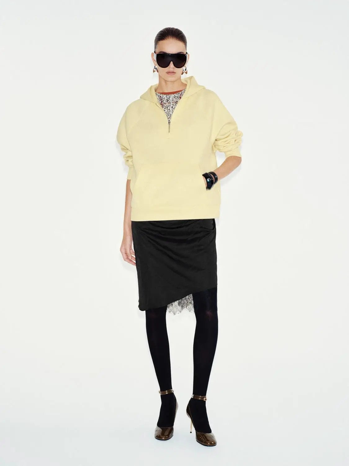 Cotton Blend Half-zip Raglan Long Sleeve Hoodie