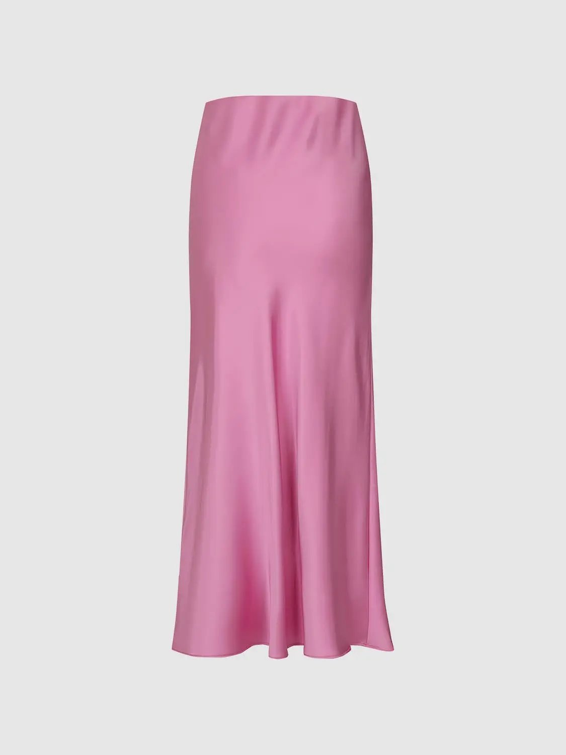 Satin Finish High Waist Fishtail Elegant Midi Skirt
