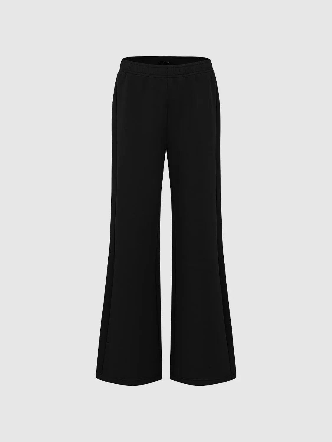 Solid Flared Elastic Waist Cotton Blend Pants
