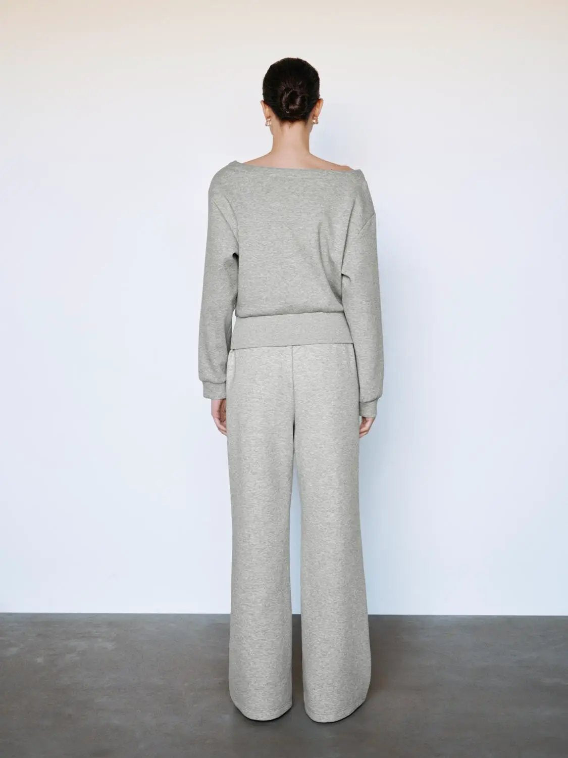 Solid Flared Elastic Waist Cotton Blend Pants