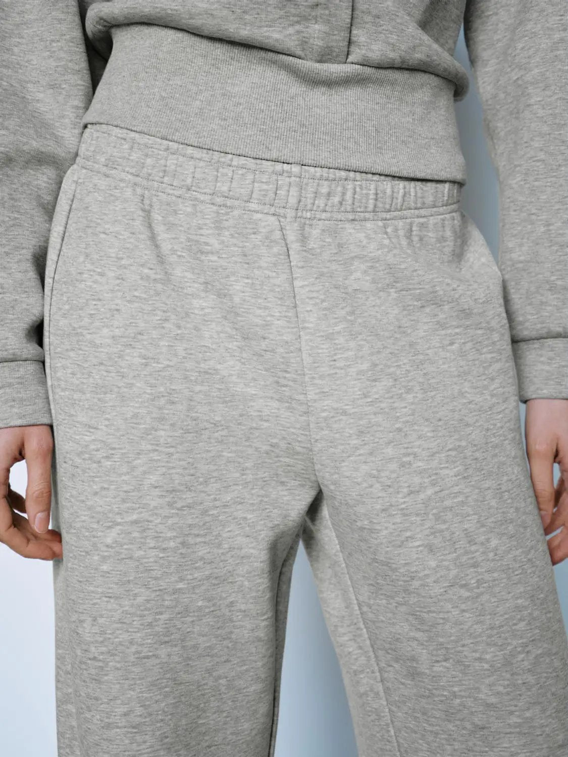Solid Flared Elastic Waist Cotton Blend Pants