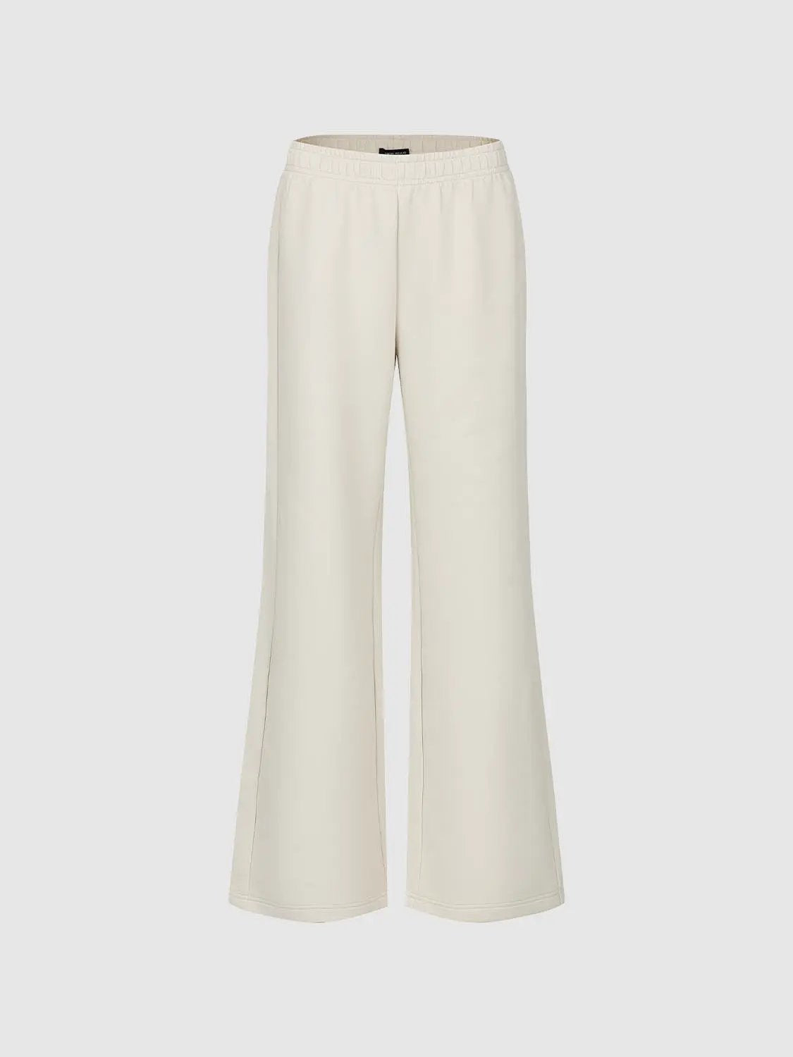 Solid Flared Elastic Waist Cotton Blend Pants