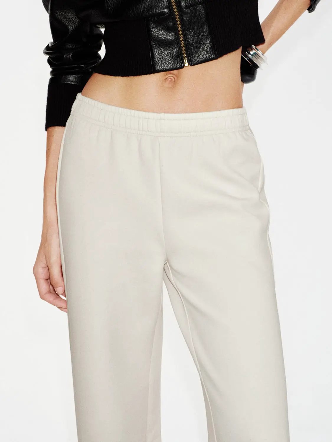 Solid Flared Elastic Waist Cotton Blend Pants