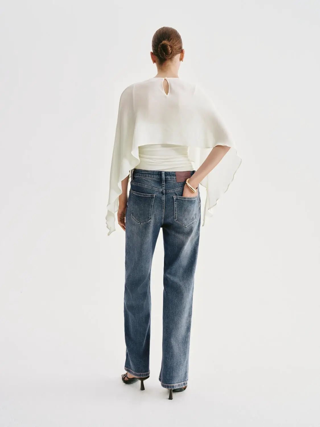 Medium Wash Wide-Leg Subtle Fade Cotton Jeans