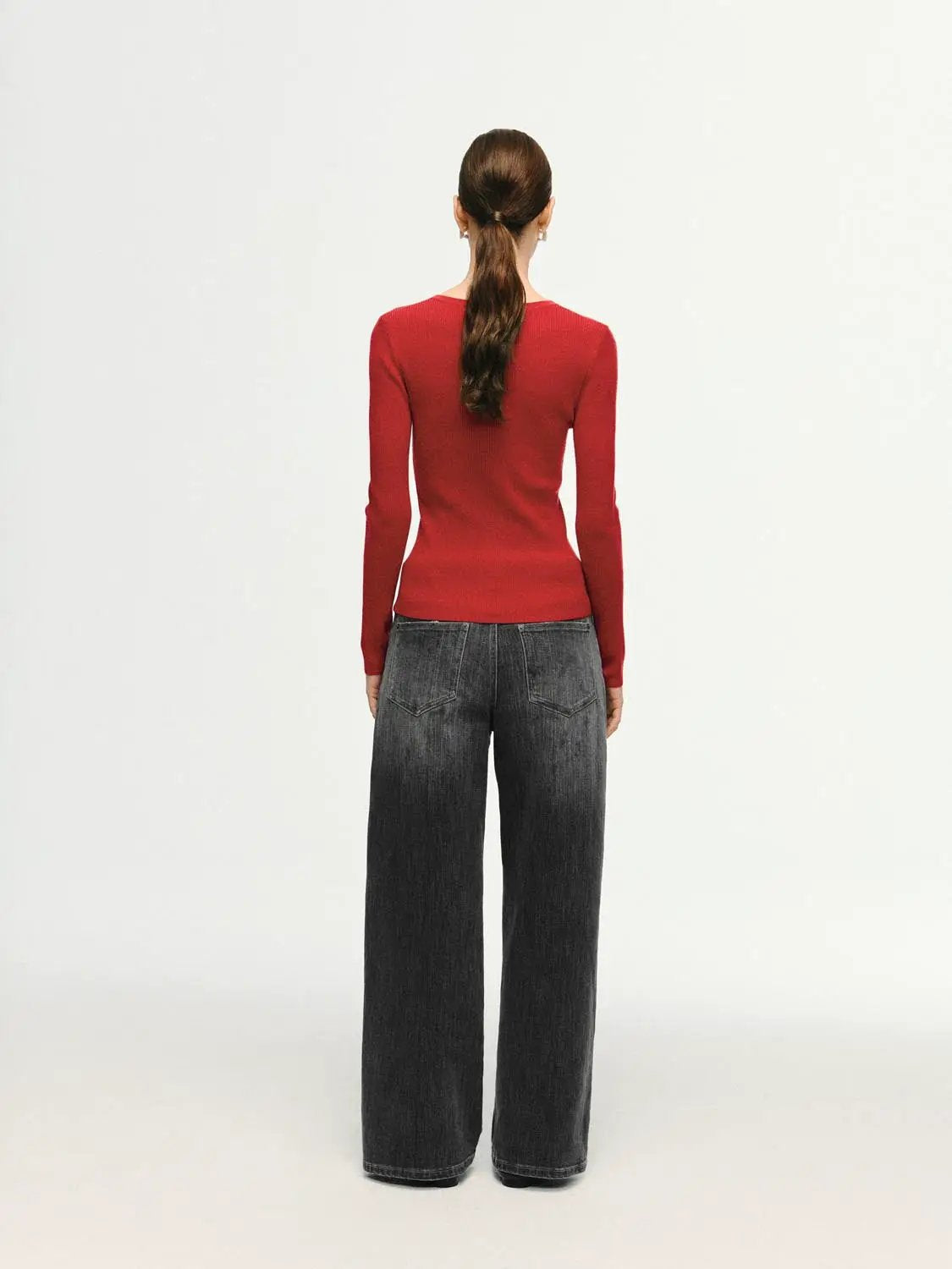 Slim Ribbed Button Front Long Sleeve T-Shirt