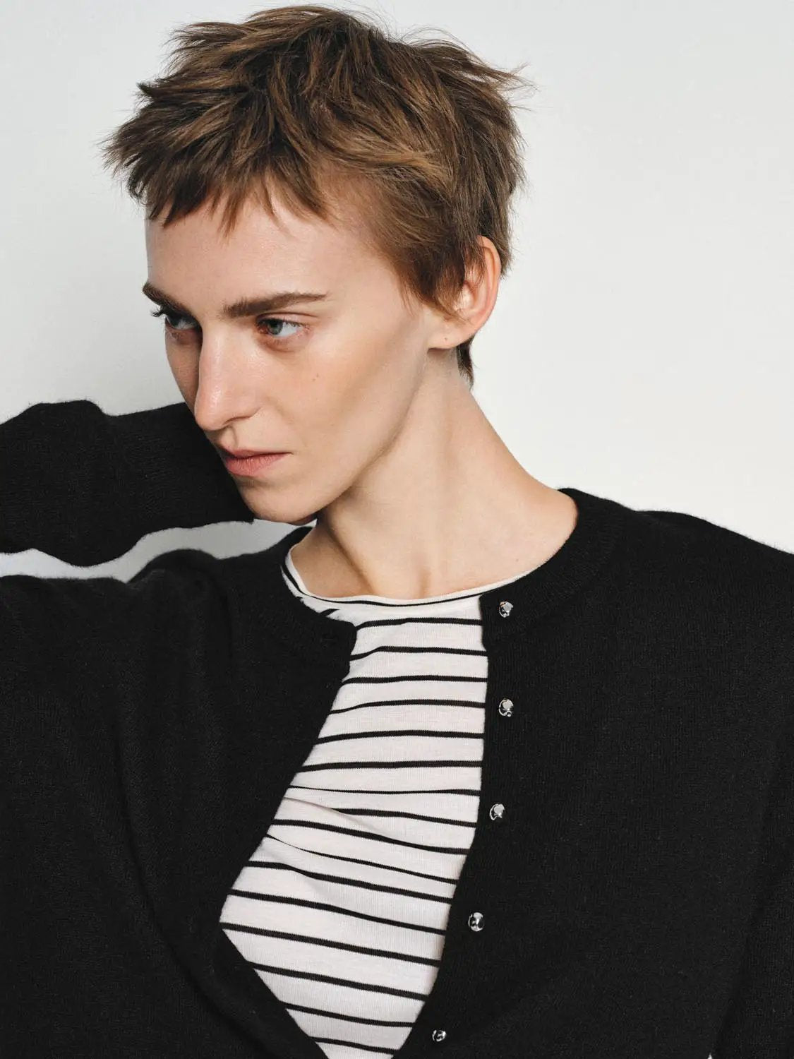 Ribbed Button Front Crew Neck Long Sleeve Cardigan