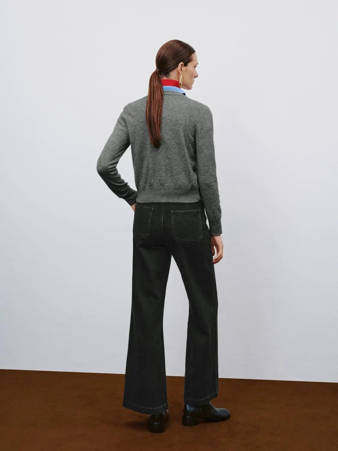 Ribbed Button Front Crew Neck Long Sleeve Cardigan