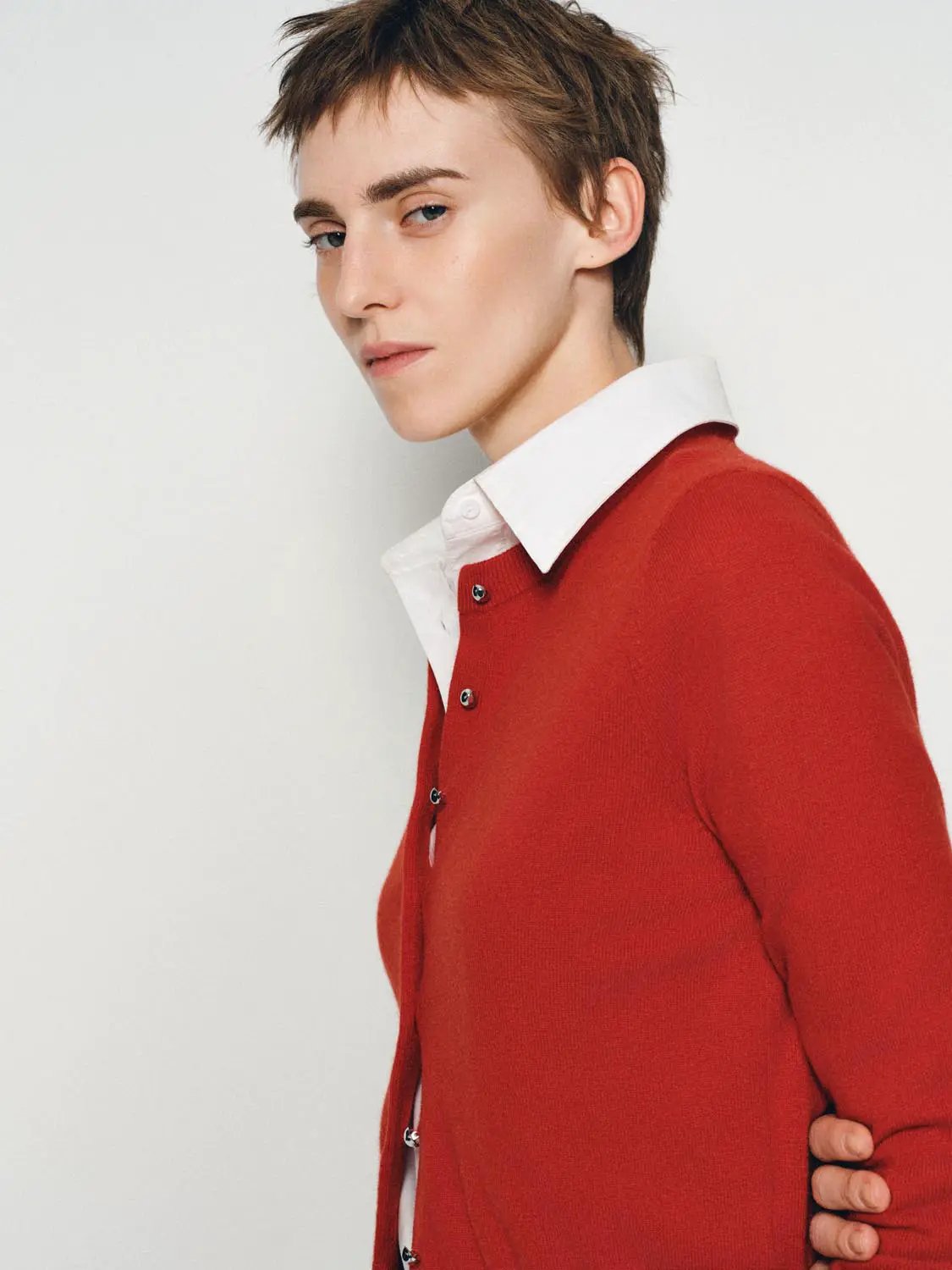 Ribbed Button Front Crew Neck Long Sleeve Cardigan