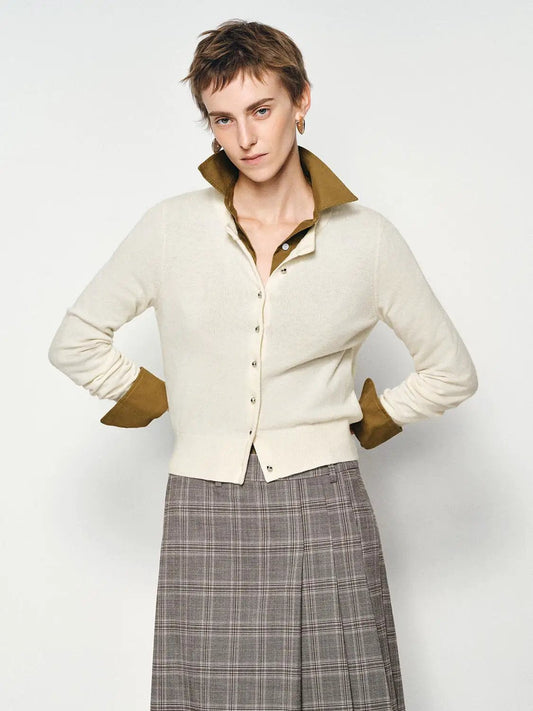 Ribbed Button Front Crew Neck Long Sleeve Cardigan