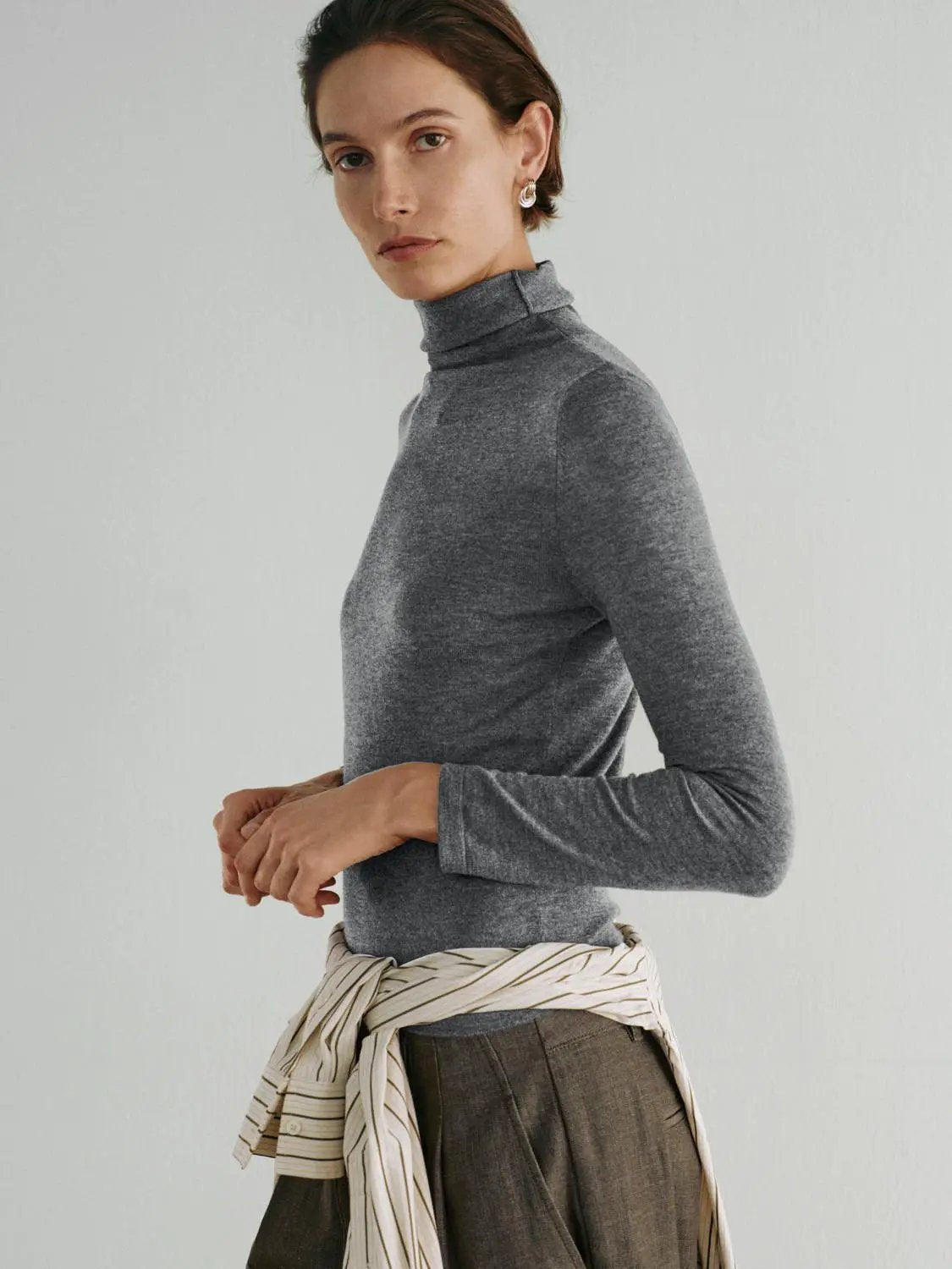 Fitted Knit Turtleneck Long Sleeve Sweater