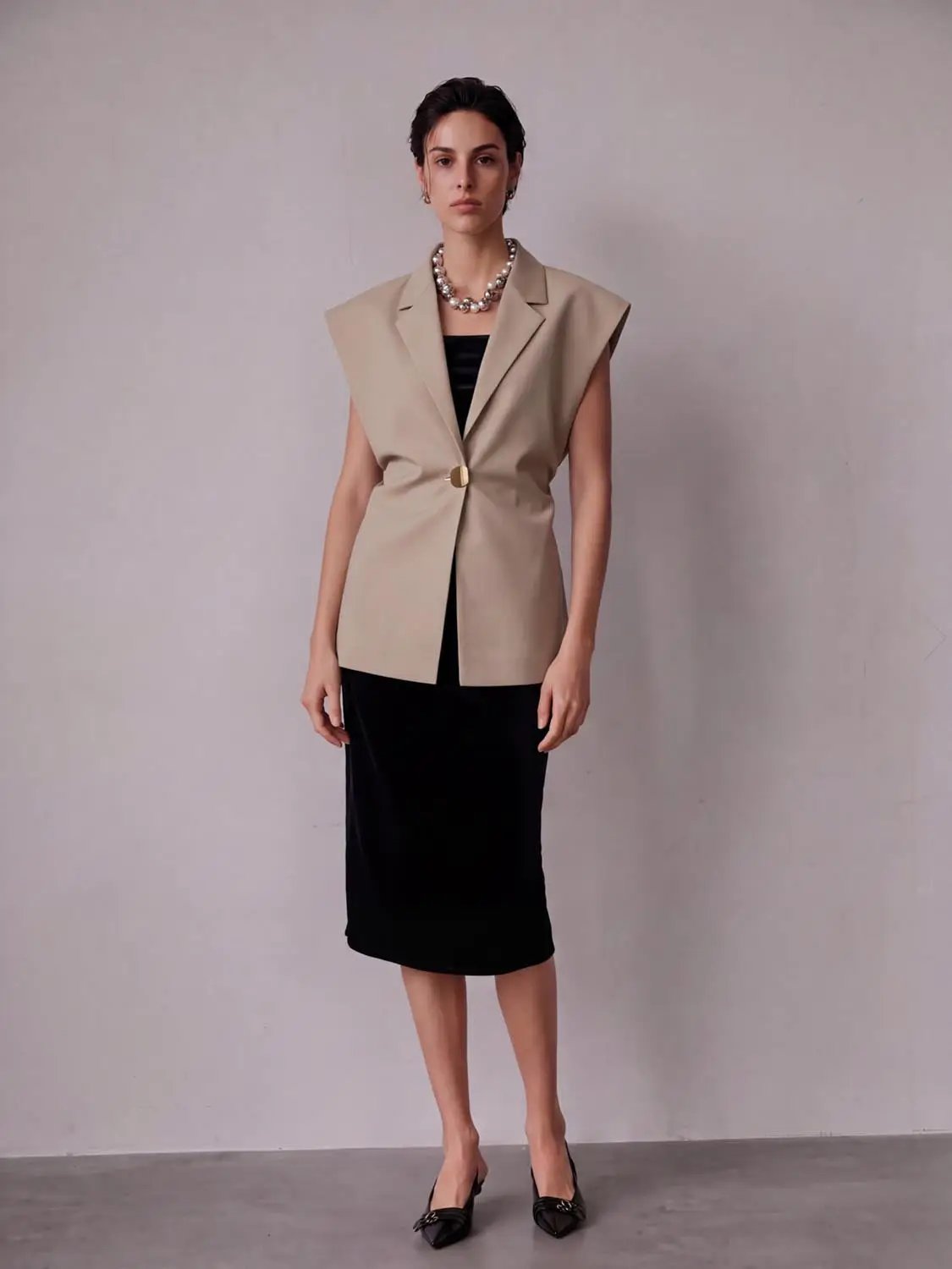 Polyester-Viscose Blend Notched Lapels Waistcoat