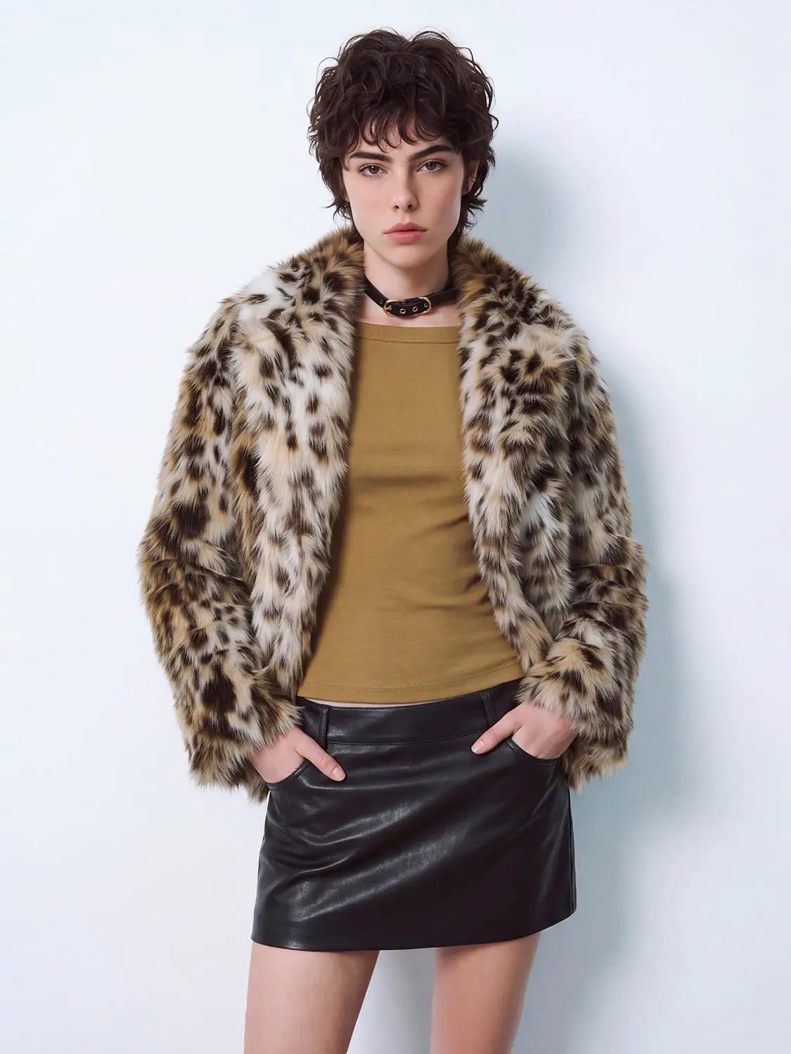 Leopard Print Faux Fur Coats