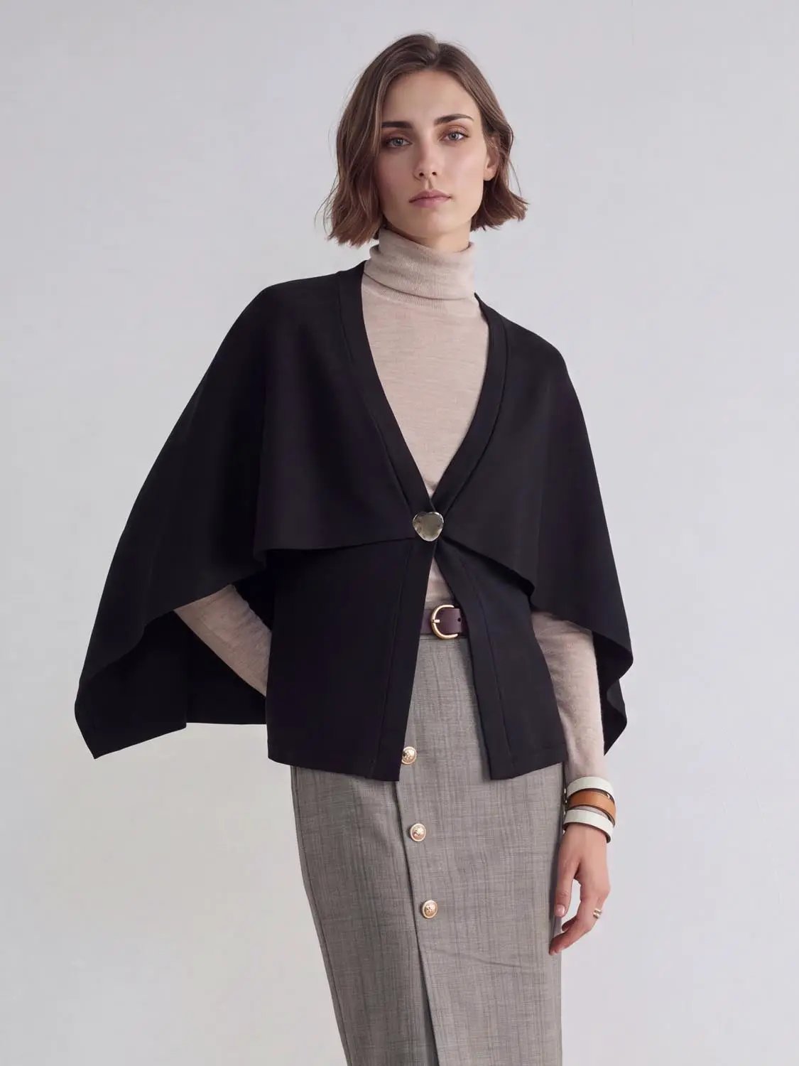 Oversize Button Front Cape Cardigans