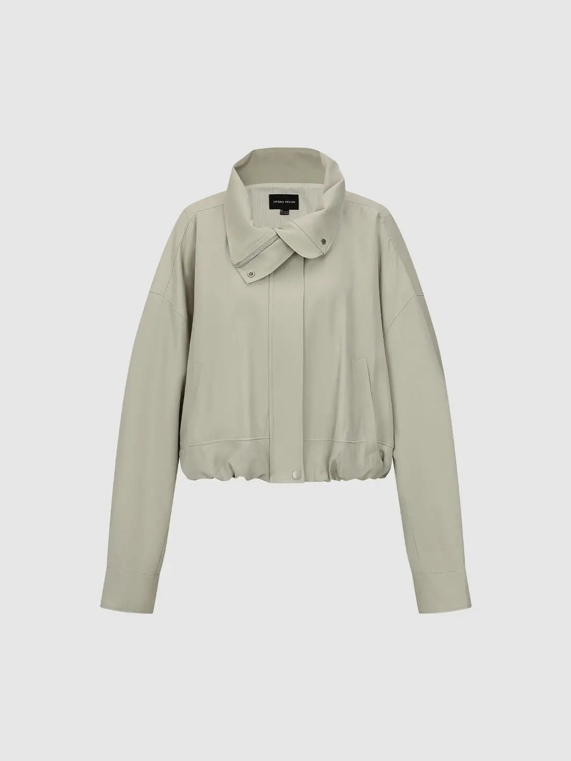 Long Sleeve Asymmetric Collar Ruched Hem Jacket