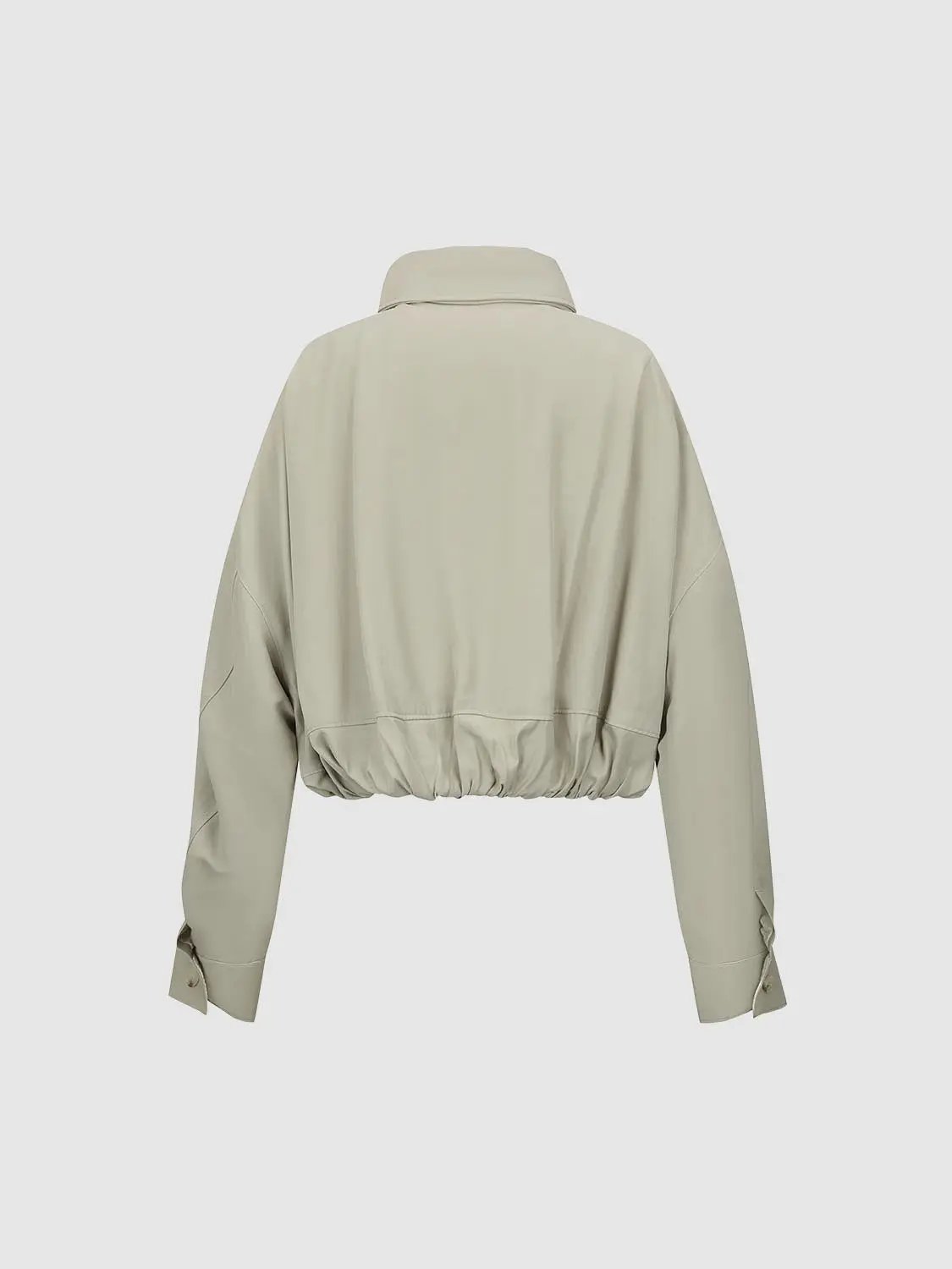 Long Sleeve Asymmetric Collar Ruched Hem Jacket