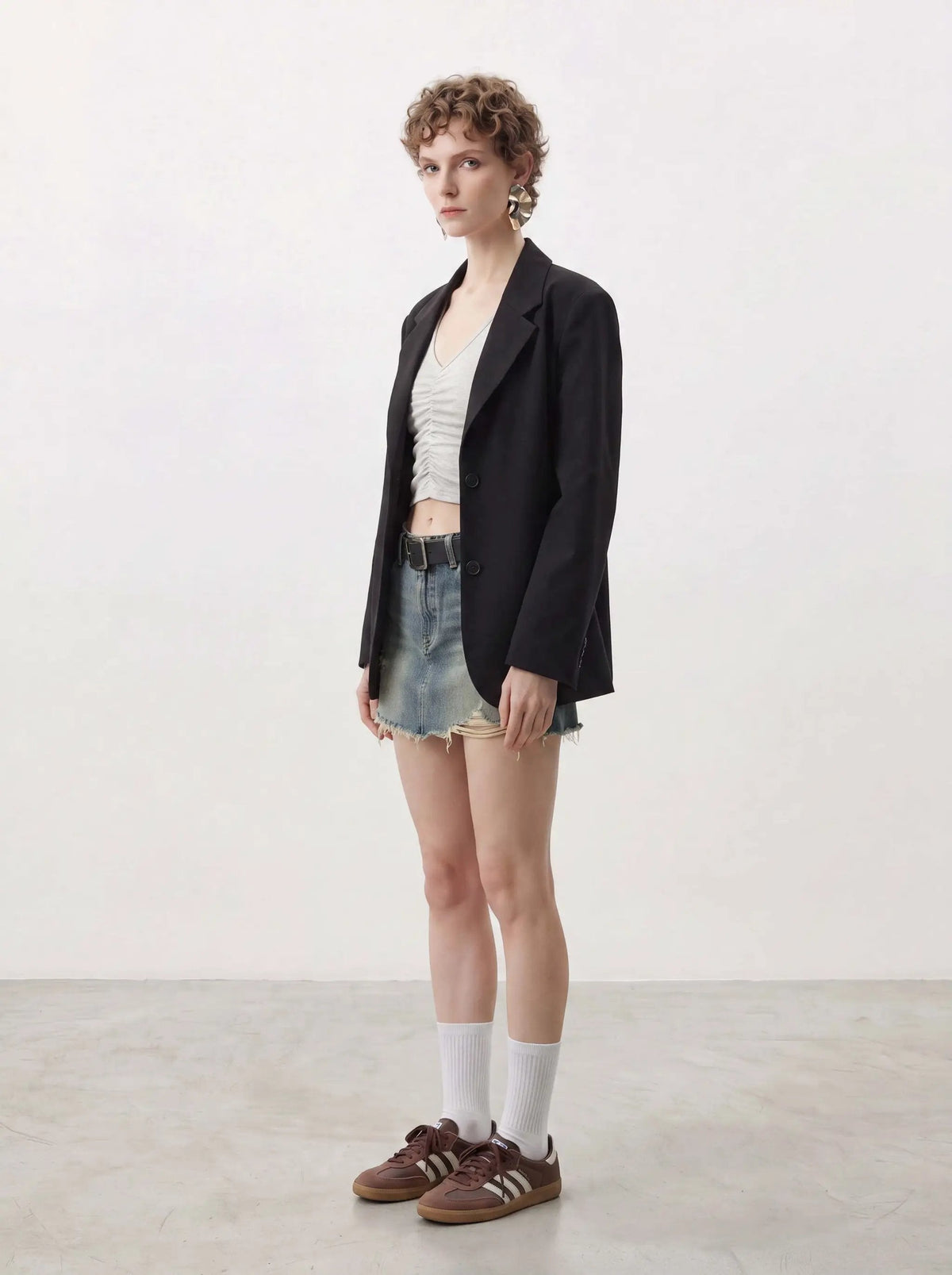 Oversized Black Blazer With Notched Lapels