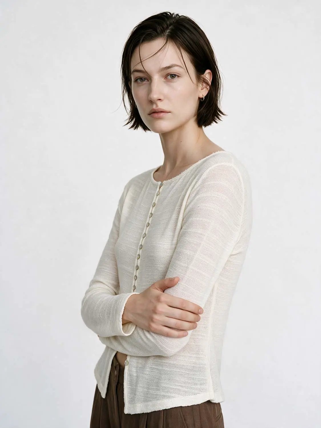 Textured Long Sleeve Button Front Knit Cardigan