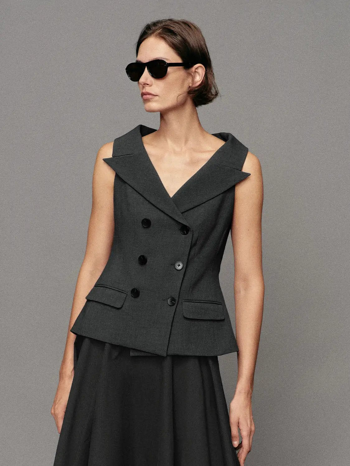 Double-breasted Tailored Sleeveless Vest