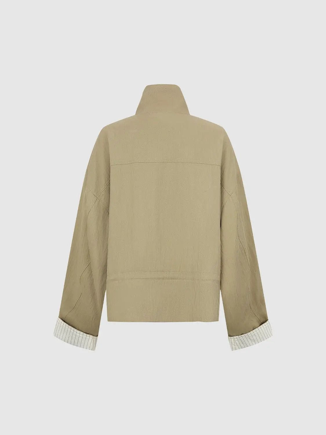 Double-breasted Drawstring Long Sleeve Trench Coat