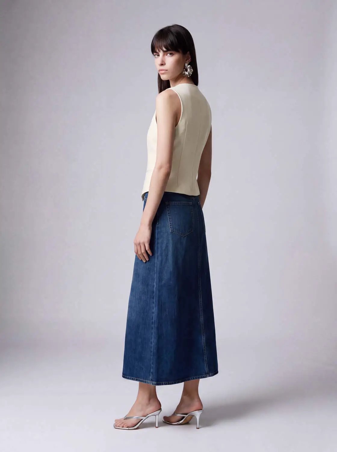 Fitted Asymmetric Button Front Sleeveless Vest