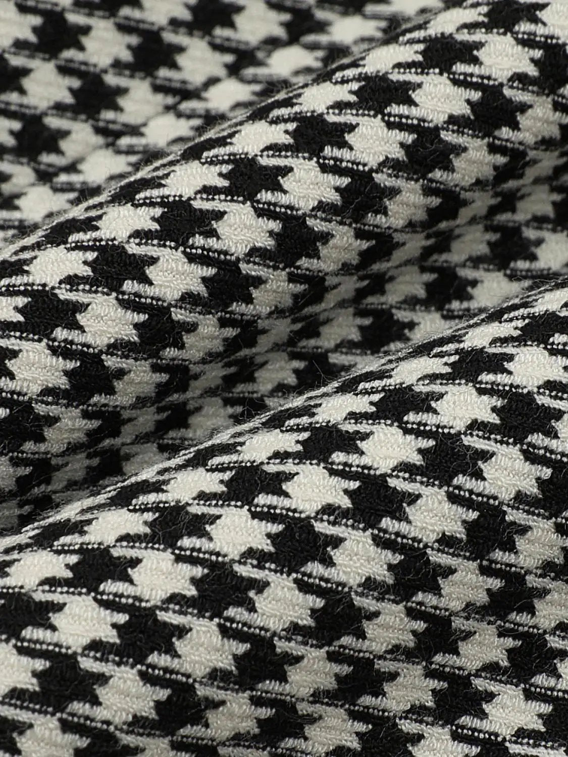 Fitted Checked Long Sleeve Black Collar Jacket