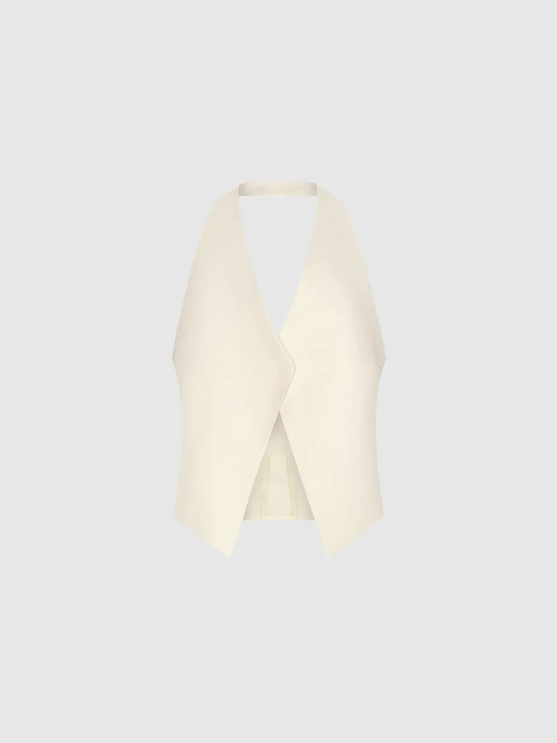 Halter Neck Deep V Overlap Front Cropped Waistcoat