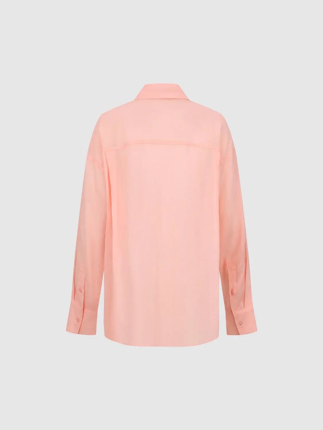 Long Sleeve Ramie Blend Button Front Shirt