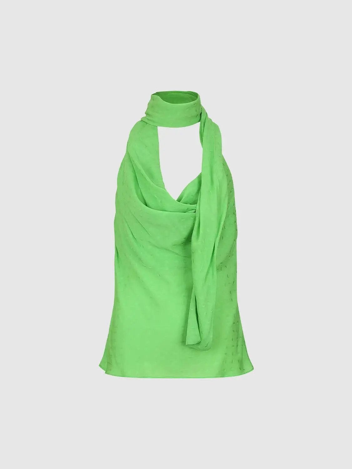 Long Sleeve Twisted Neck Tie Wrap Textured Blouse