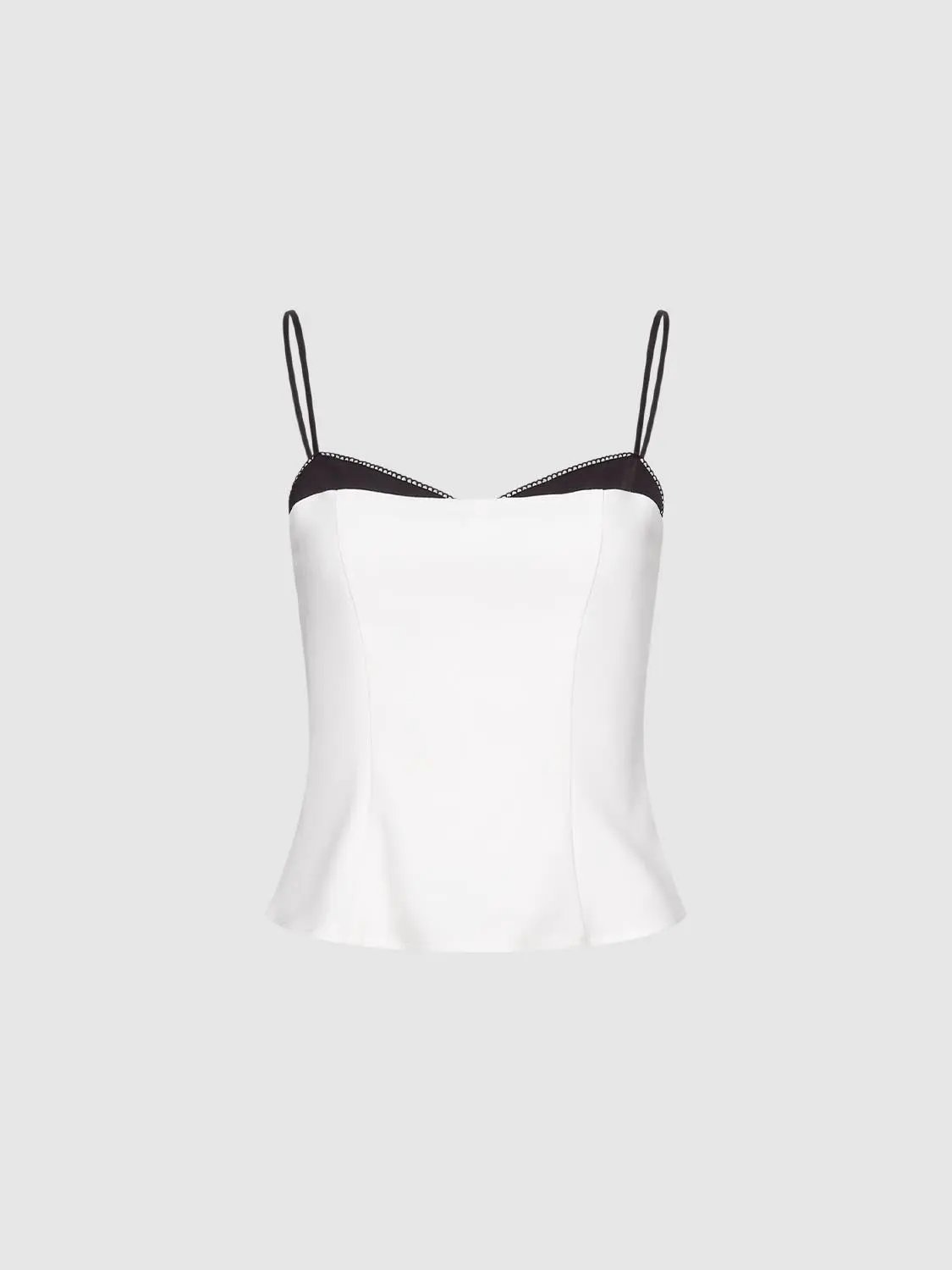 Two-tone White With Black Trim And Thin Straps Camisole