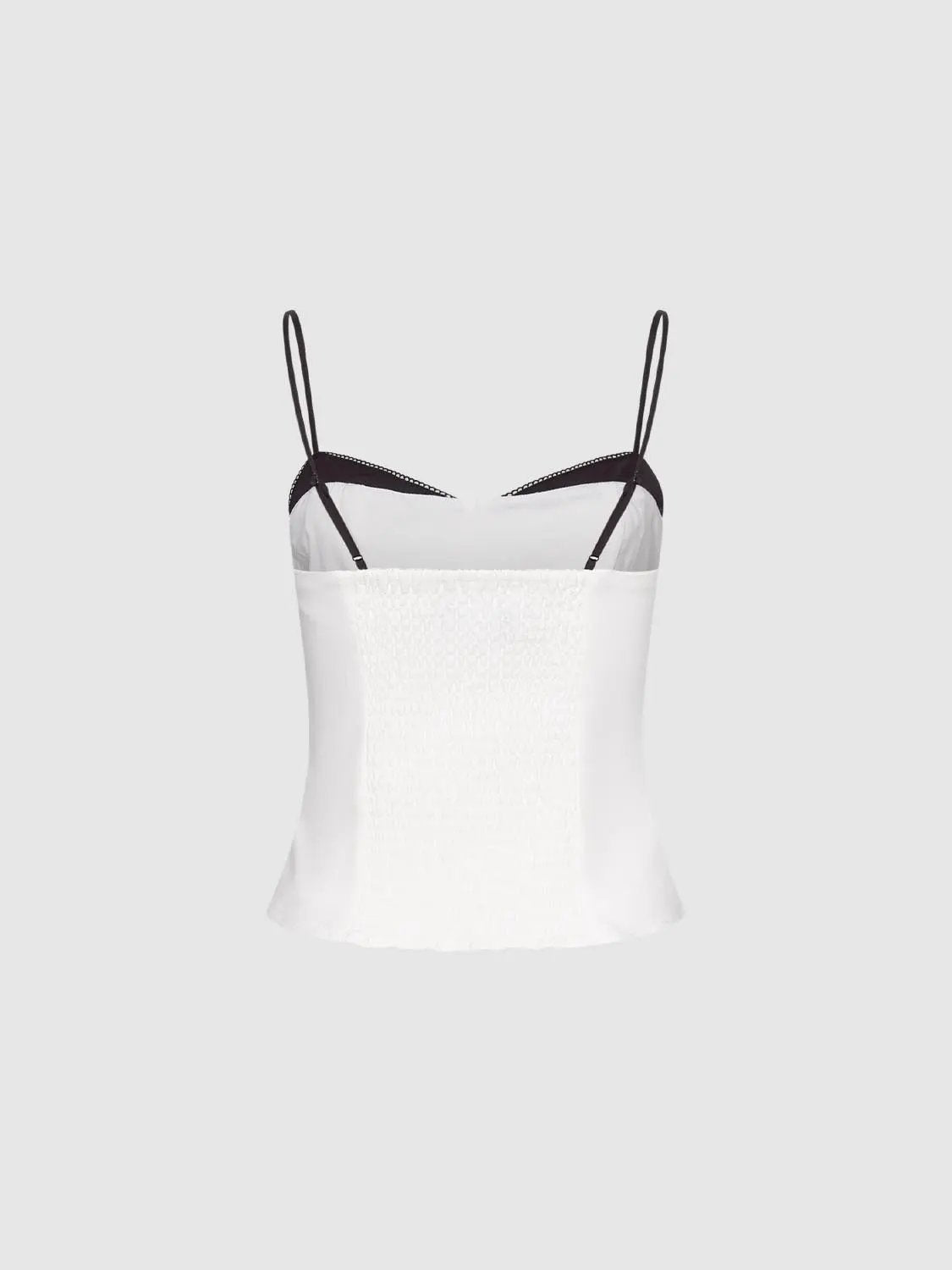 Two-tone White With Black Trim And Thin Straps Camisole