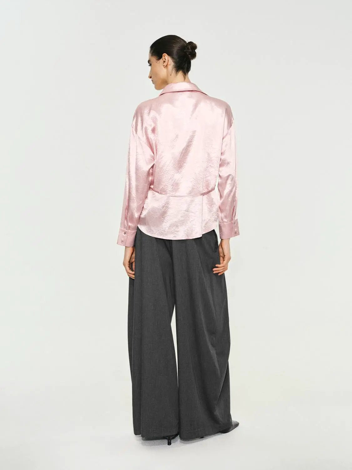 Textured Long Sleeve Shirt With Drawstring Hem