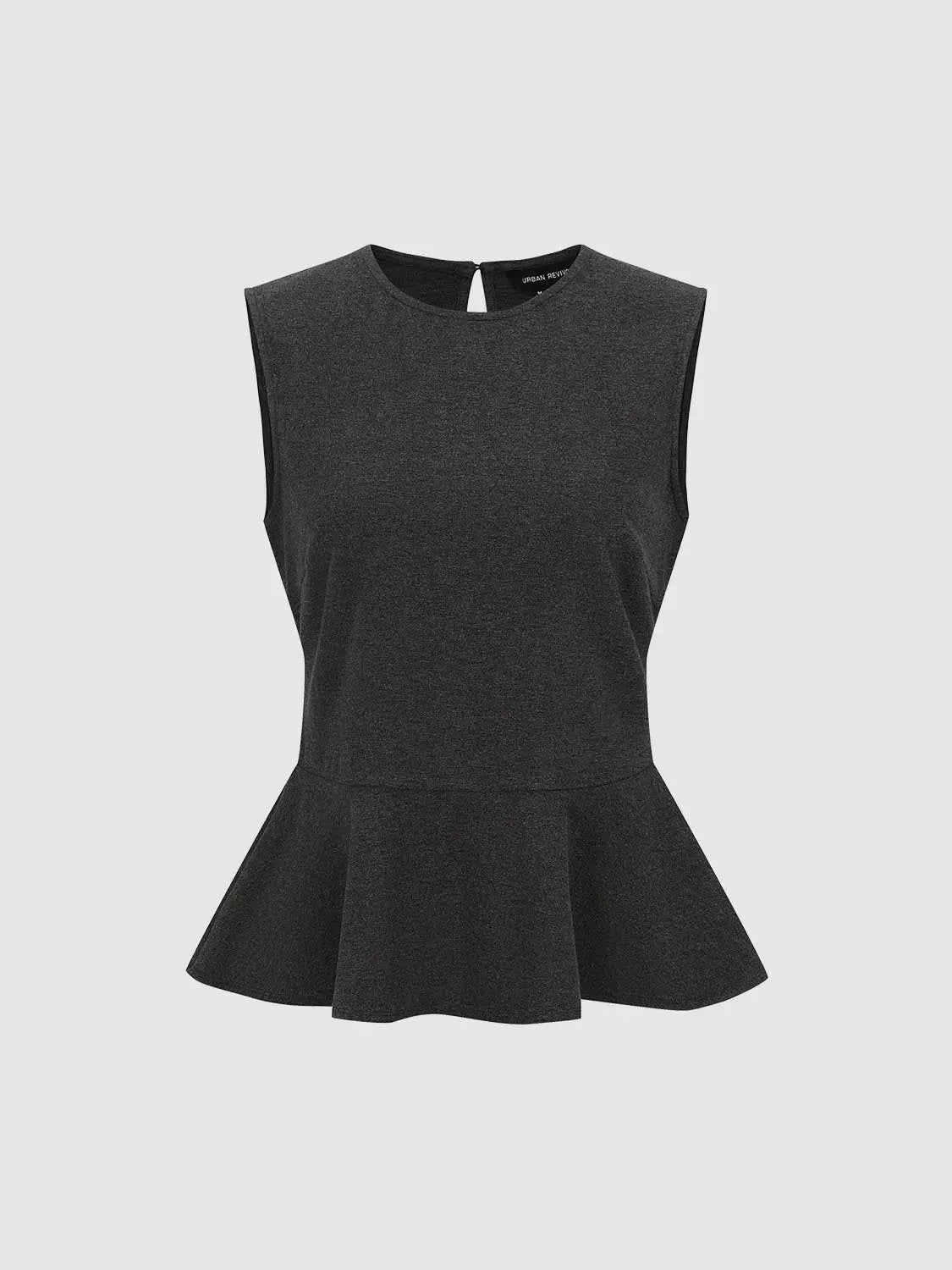 Shimmery Textured Sleeveless Peplum Tank Top
