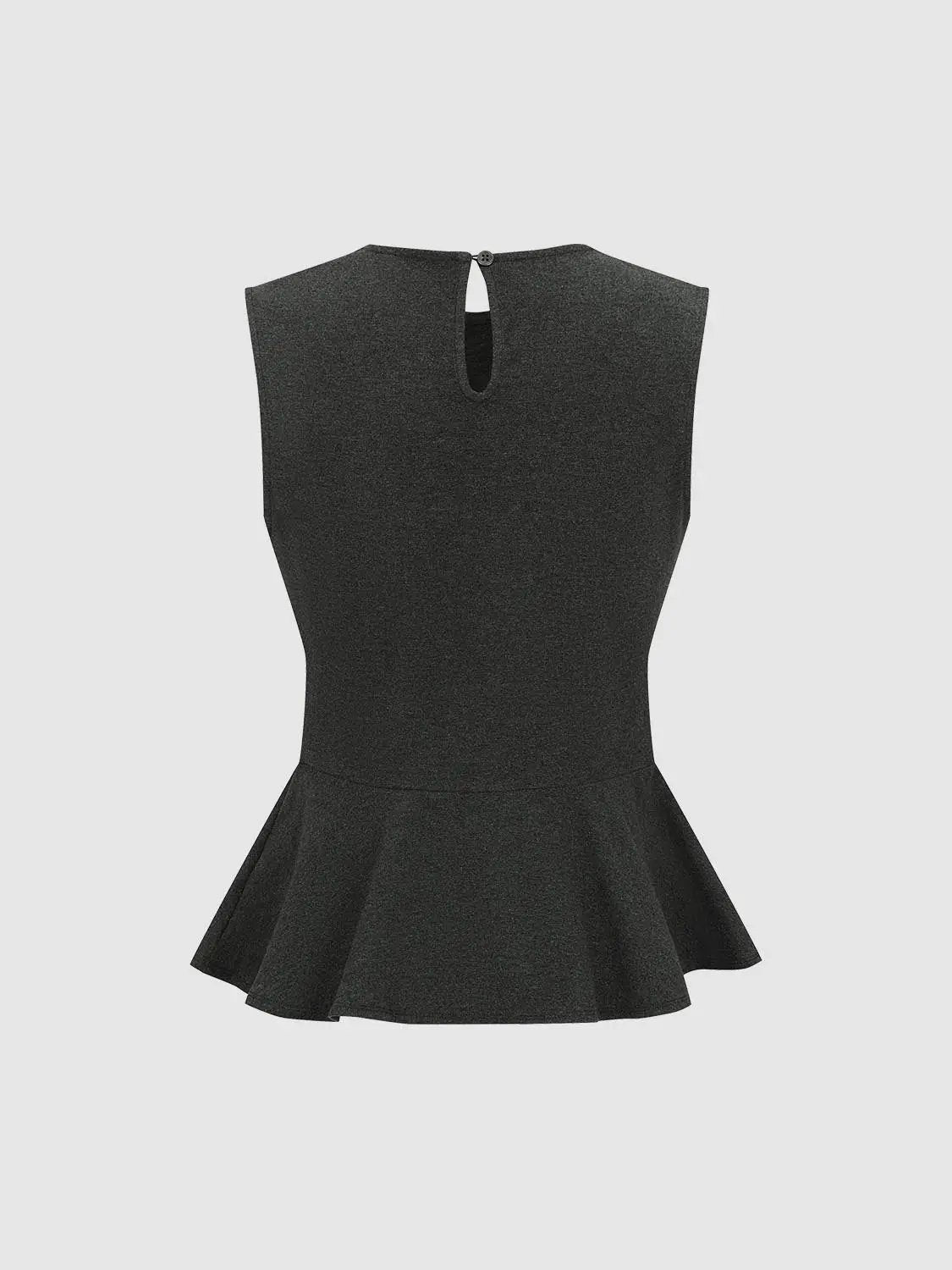 Shimmery Textured Sleeveless Peplum Tank Top