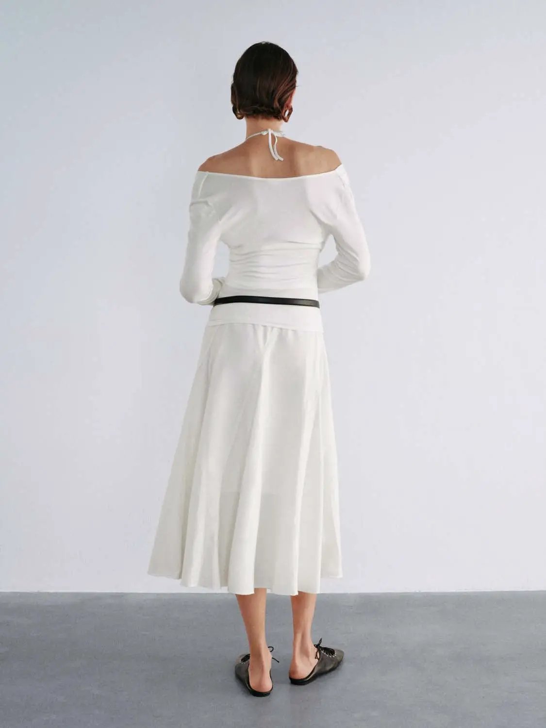 Ruched Wrap V-Neck Lace Trim Long Sleeve Top