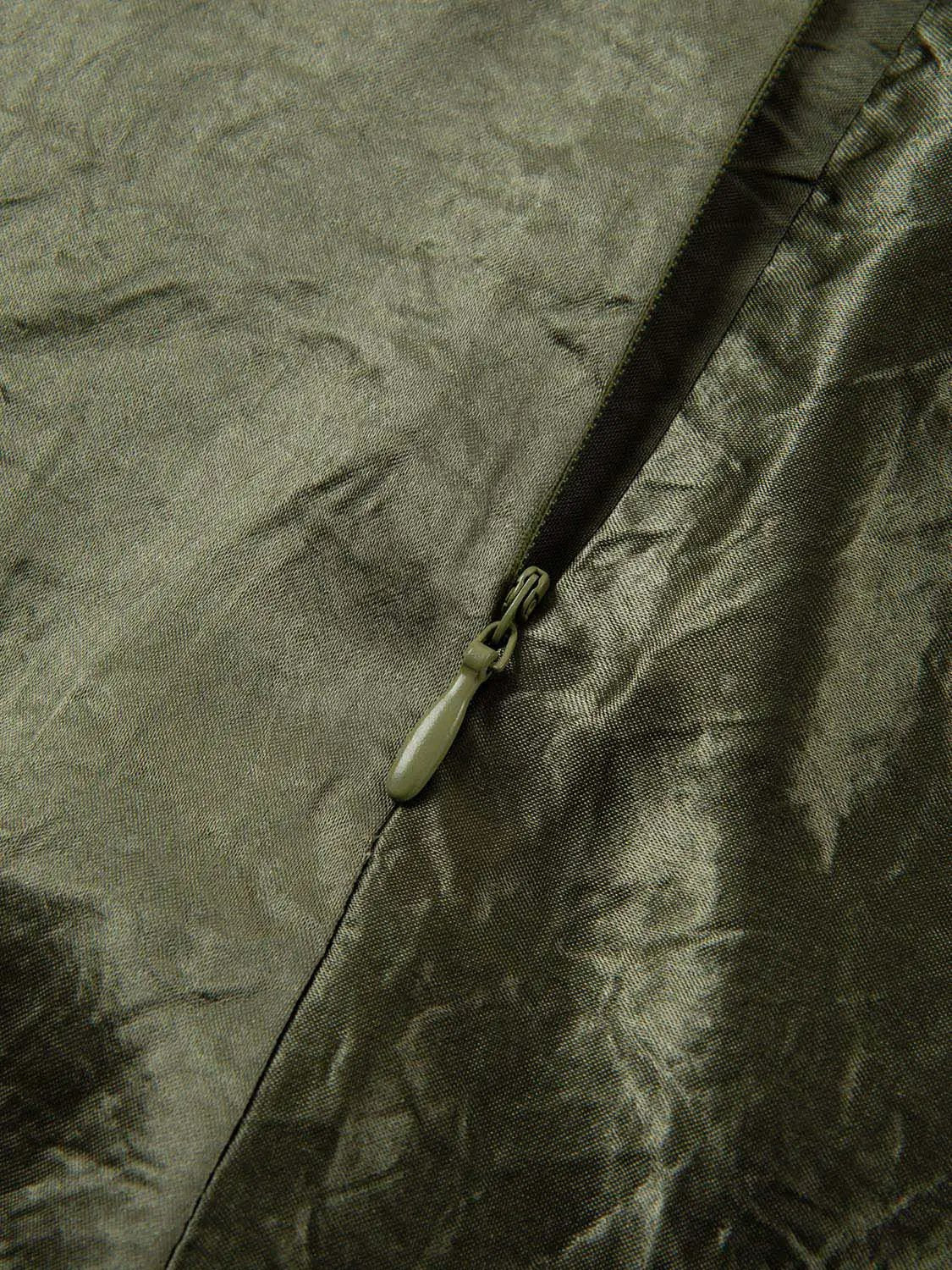 Metallic Wrap Satin Tie With Lace Hem Skirt