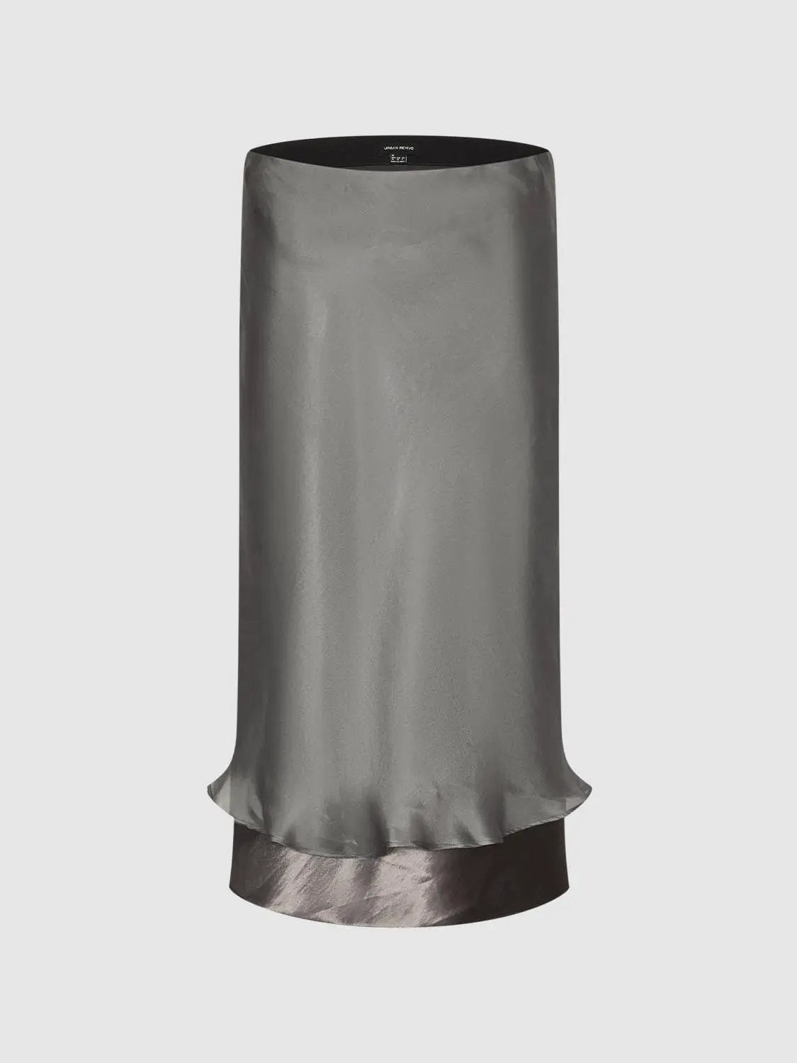 White Layered Hem H-Line Straight Midi Skirt