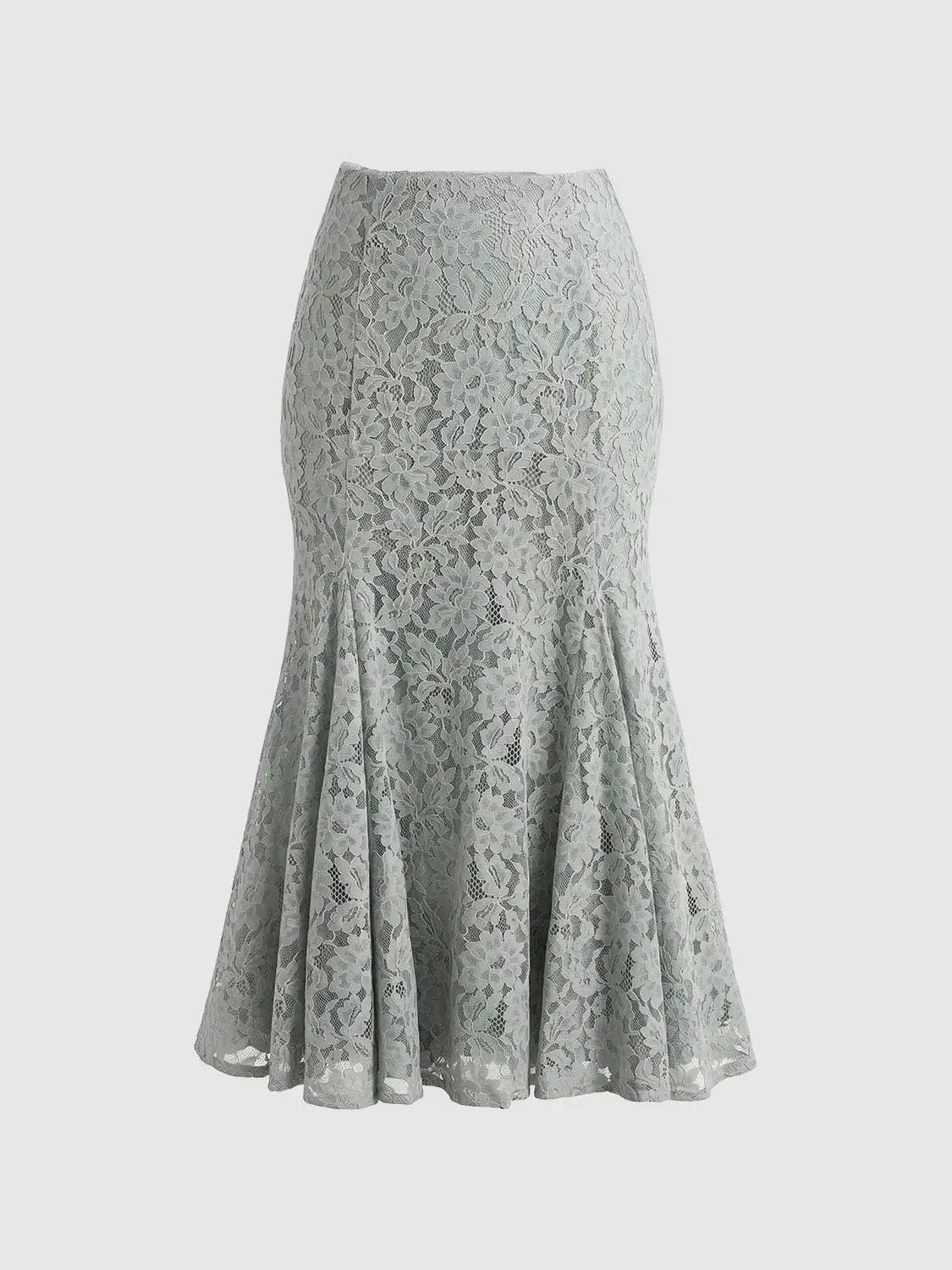 Floral Lace Mermaid High-waisted Midi Skirt