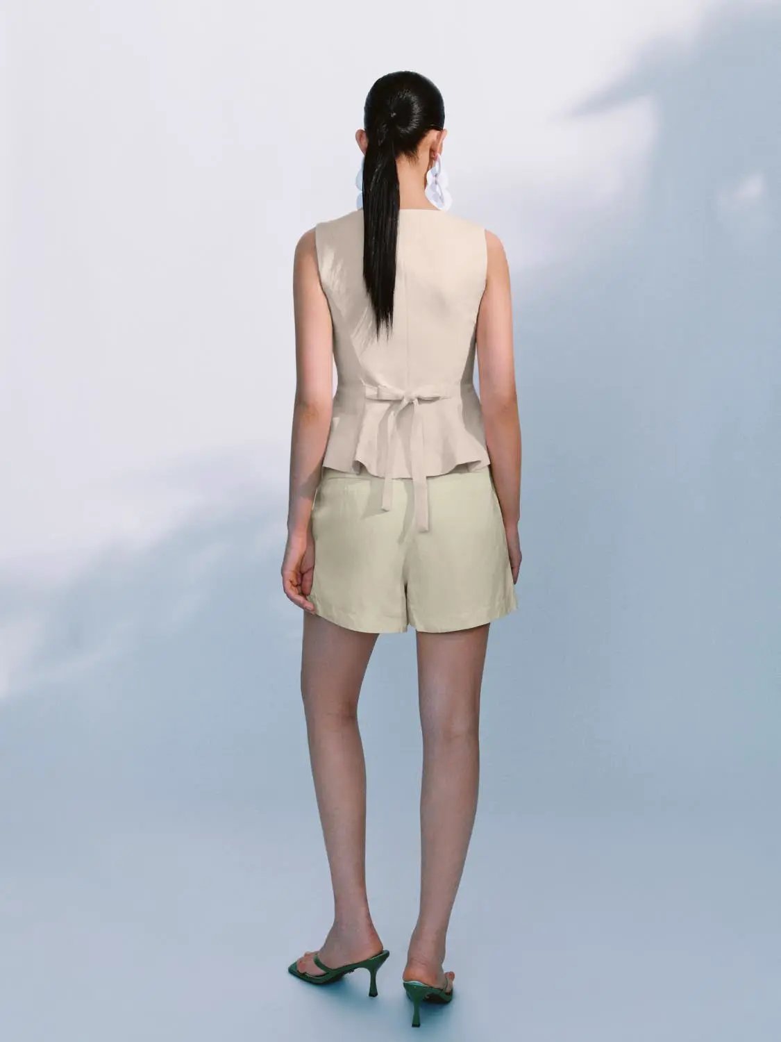 High Waist Side Pockets Thick Stretch Casual Shorts