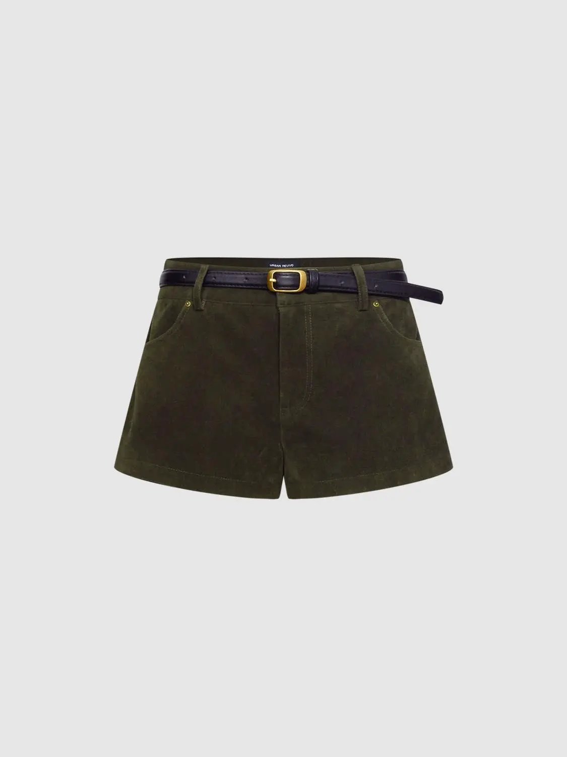 Mid Waisted Flared Flocked Shorts