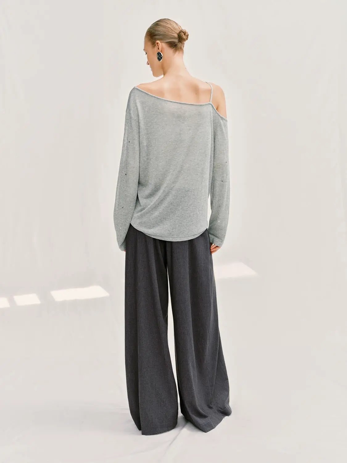 Relaxed Draped Pleated Front Wide-leg Pants