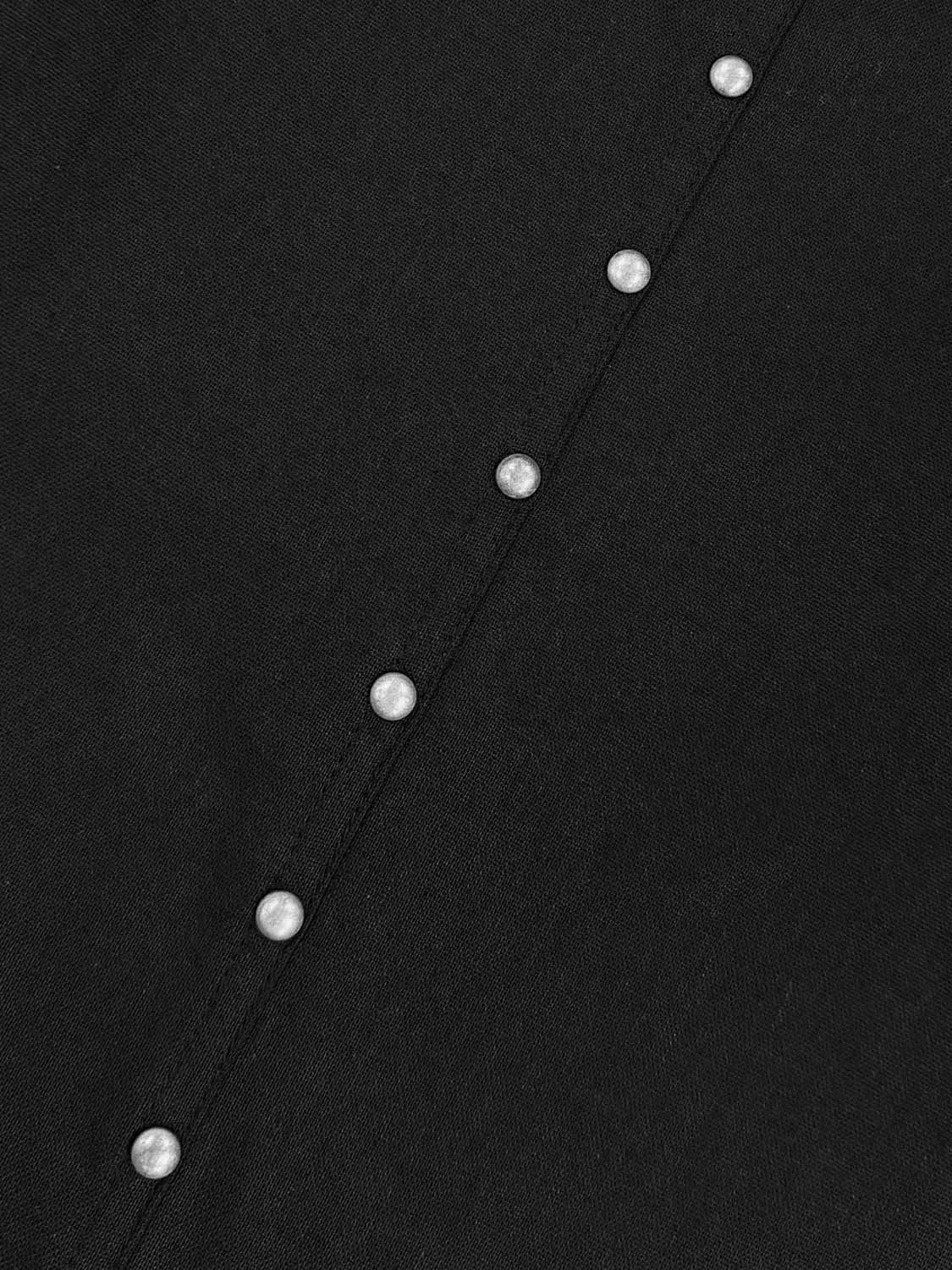 Studded Zip Front Cotton Linen Blend Wide-leg Pants