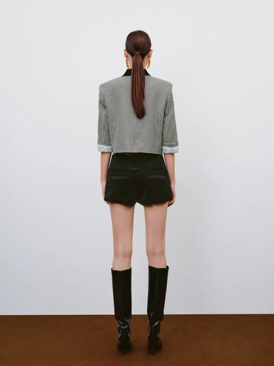Double-Breasted Striped Cotton Blend Shorts