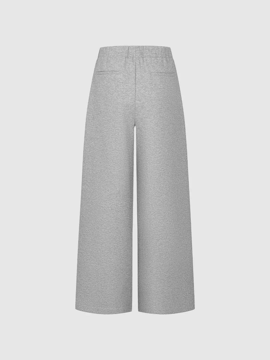 Pleated High-waisted Cotton Blend Wide-leg Pants