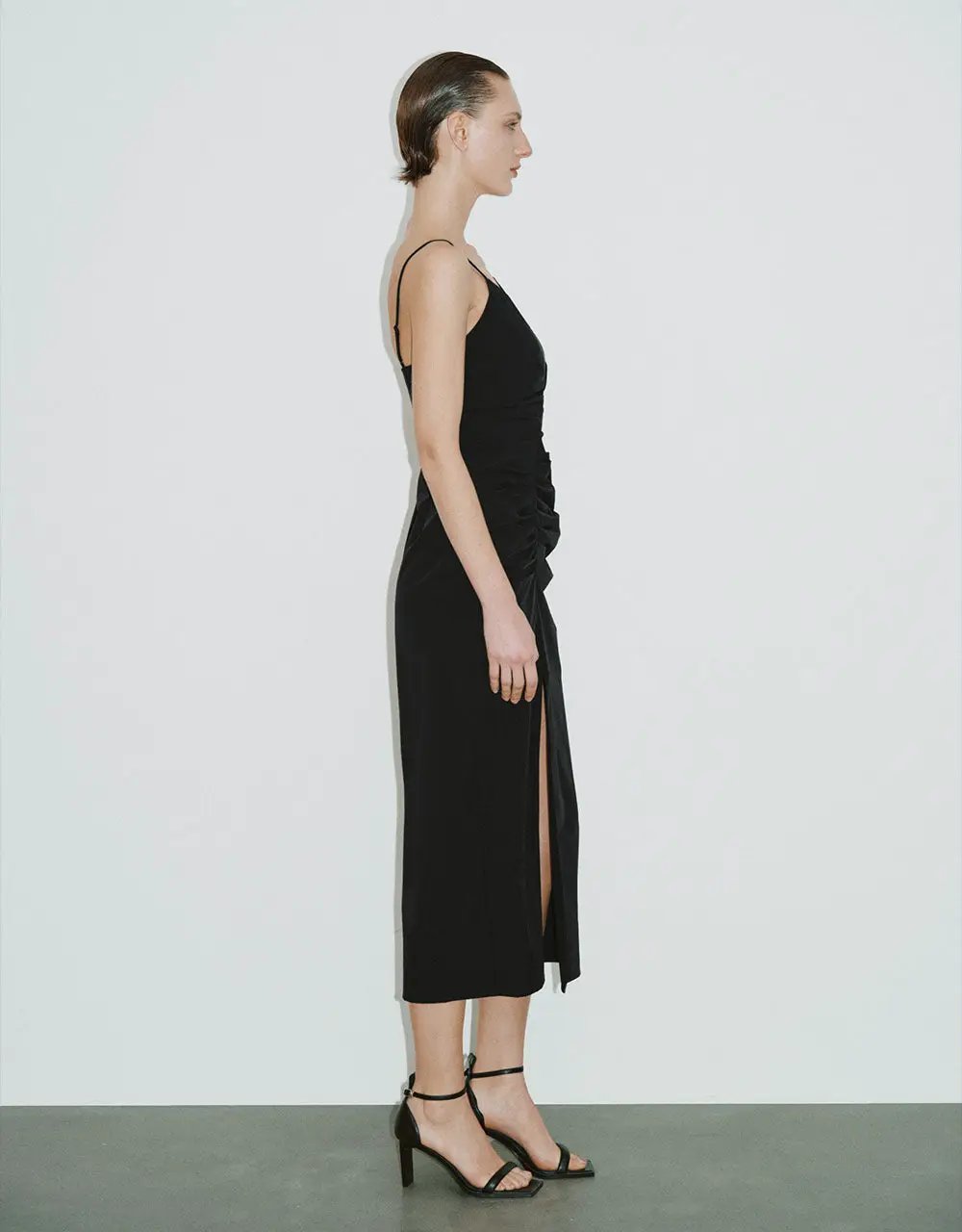 Ruched V-Neck A-Line Cami Dress