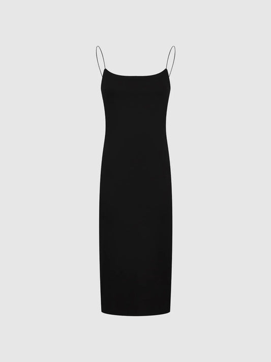 Square Neck Spaghetti Strap Slim Fit Midi Dress