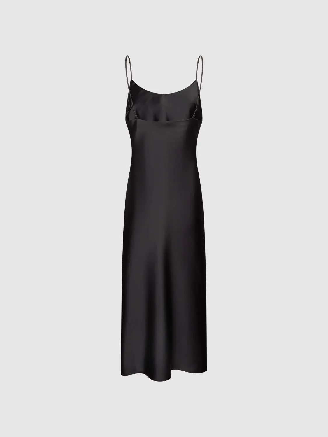 Lavender Strappy A-Line Satin-Like Maxi Draped Neck Dress
