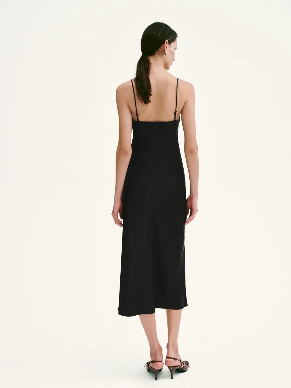Lavender Strappy A-Line Satin-Like Maxi Draped Neck Dress
