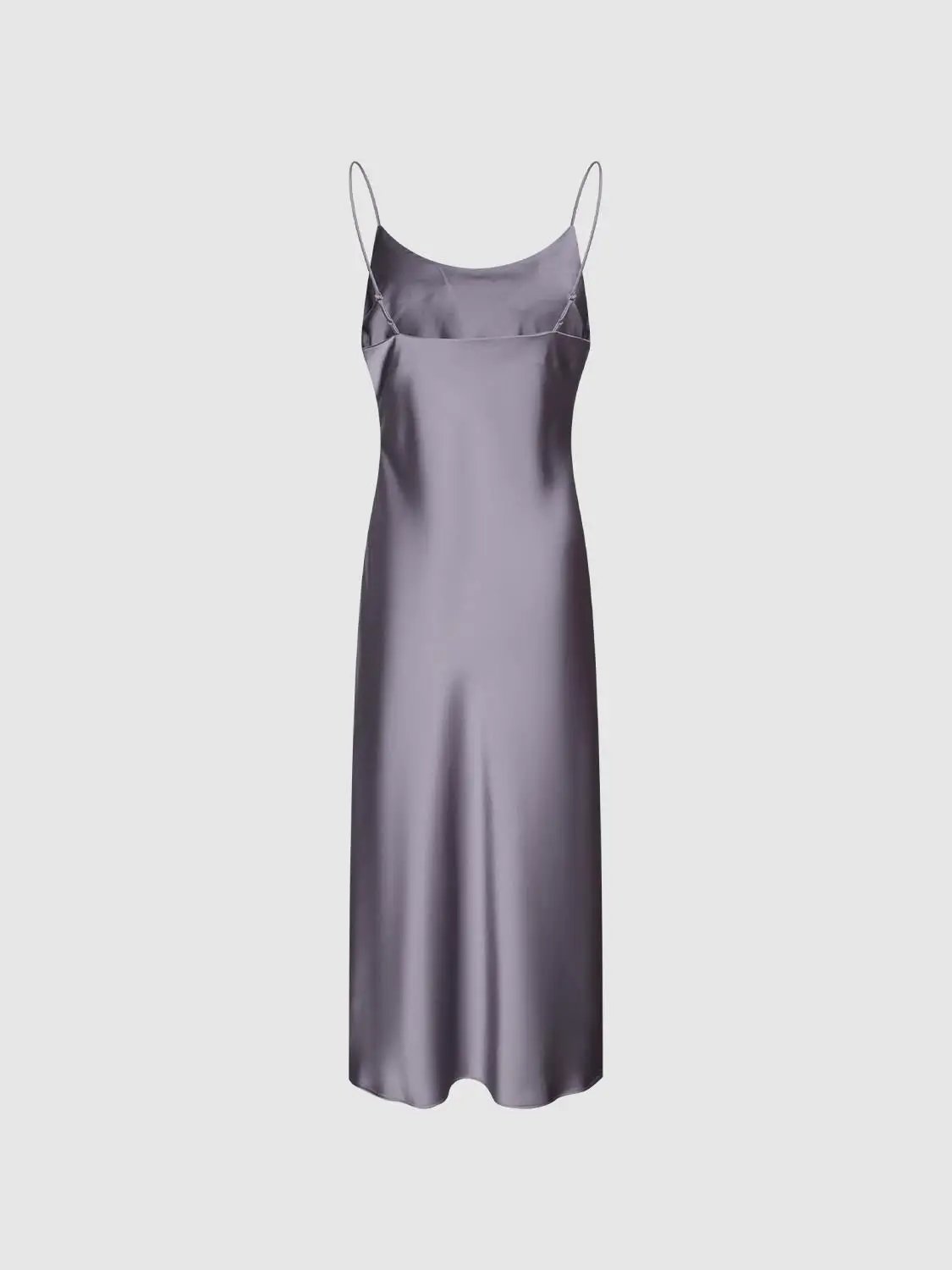 Lavender Strappy A-Line Satin-Like Maxi Draped Neck Dress